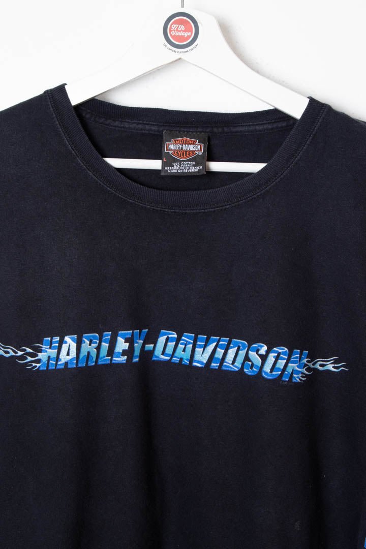 2000 Harley Davidson New York City Blue Flame Longsleeve T-Shirt (M) - 97th Vintage