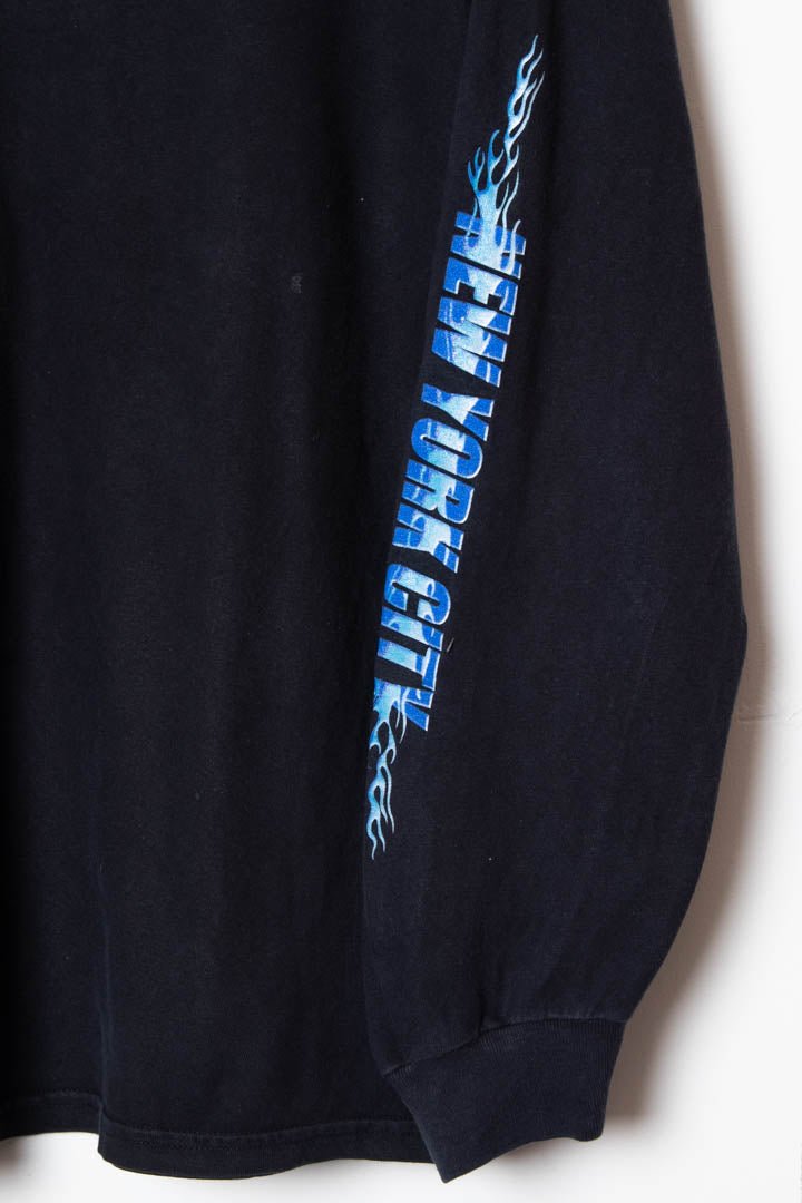 2000 Harley Davidson New York City Blue Flame Longsleeve T-Shirt (M) - 97th Vintage