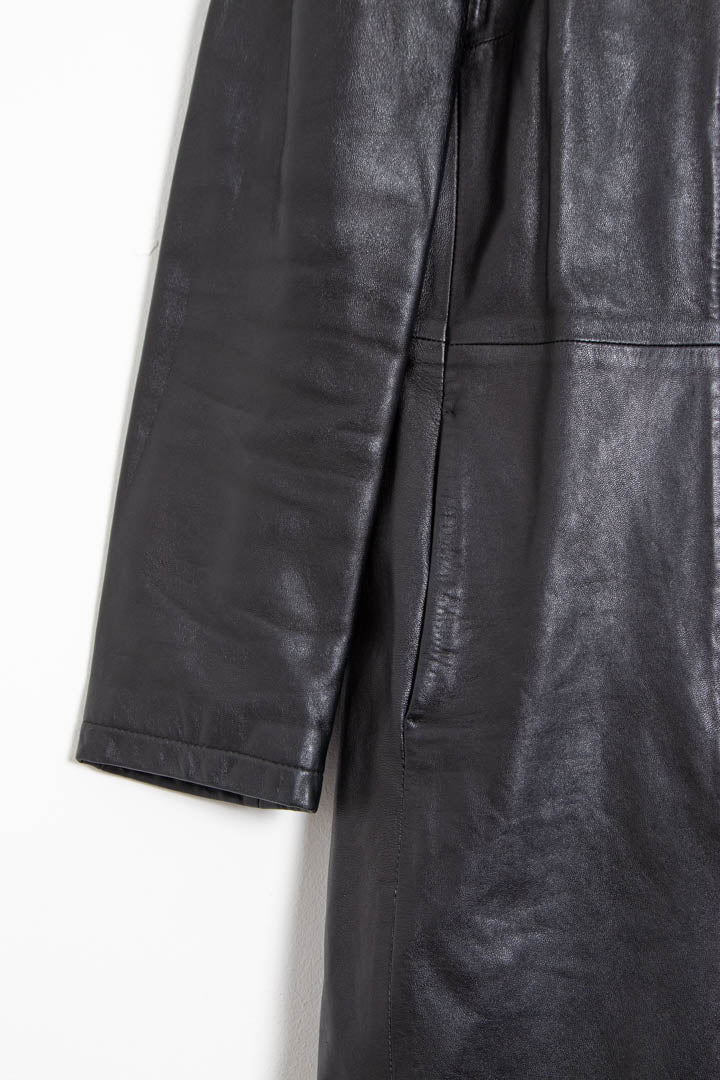 Image of Women's United Colors of Benetton Long Leather Coat (M)