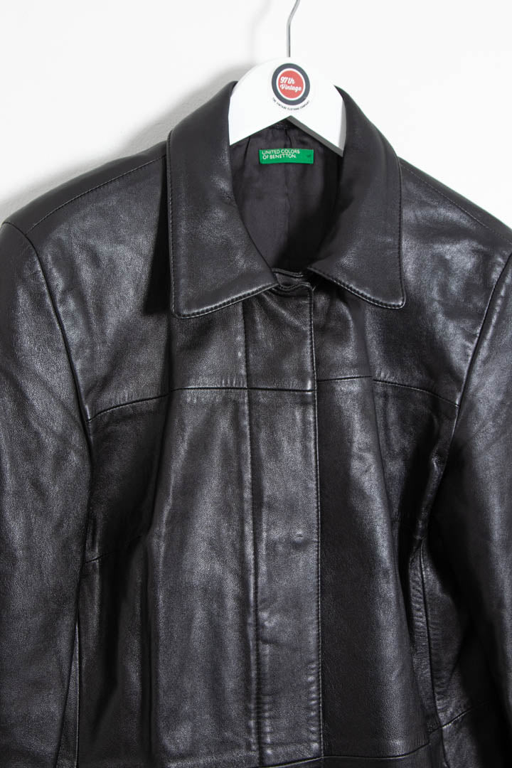 Image of Women's United Colors of Benetton Long Leather Coat (M)