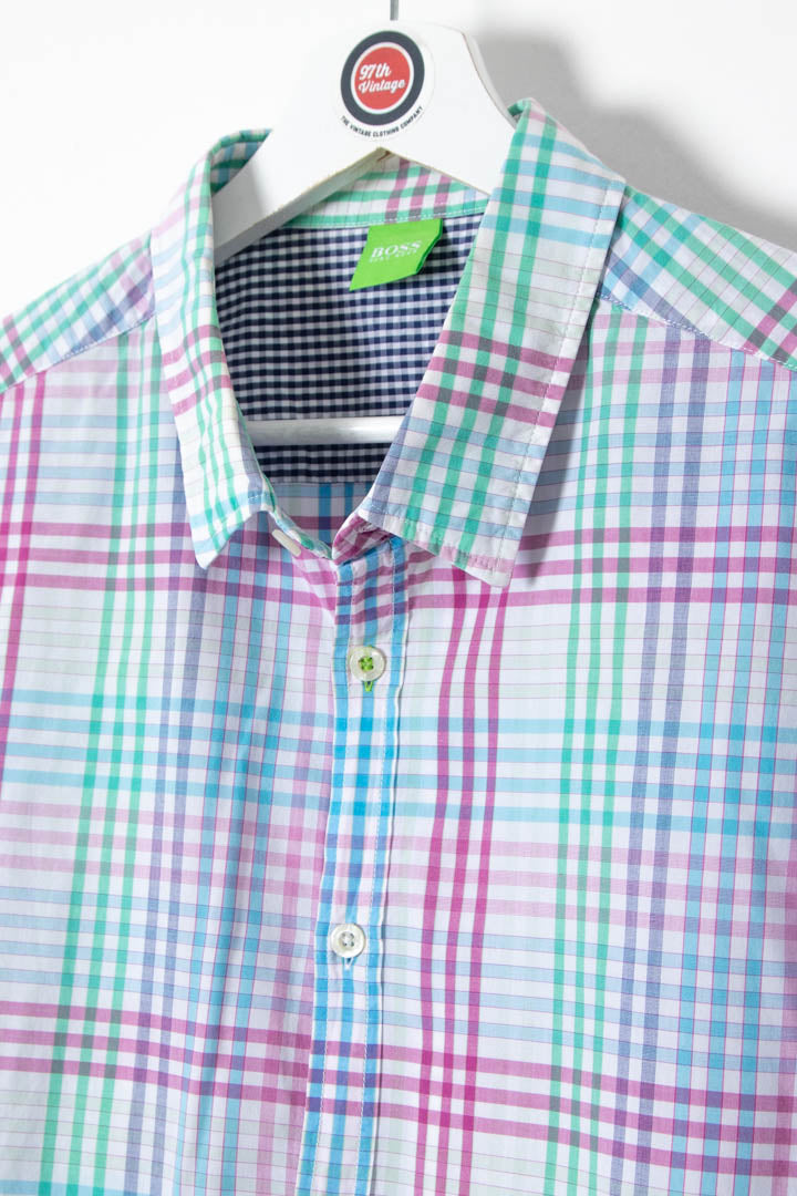 Image of Hugo Boss Short Sleeve Checkered Shirt (L)