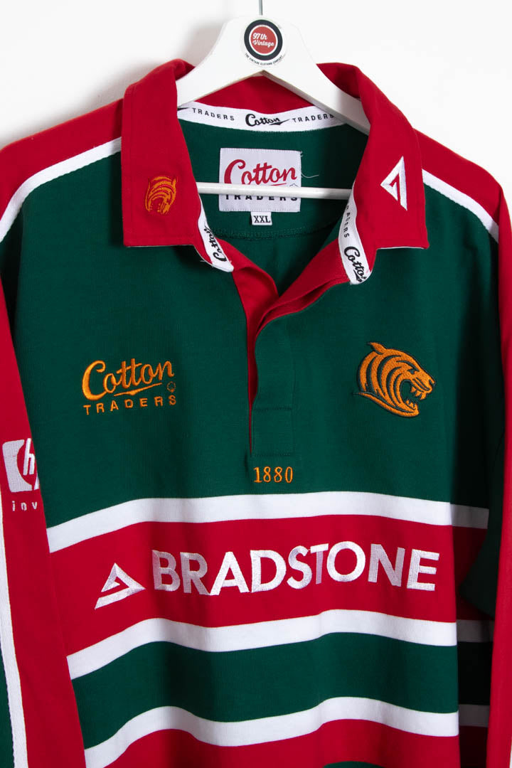 2002-03 Leicester Tigers Rugby Cotton Traders Long Sleeve Polo