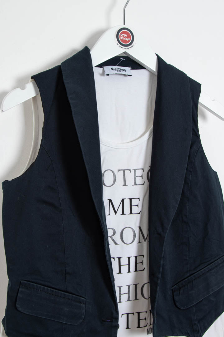 Image of Women's Moschino Protect Me From The Fashion System Layered Vest Dress (XS)