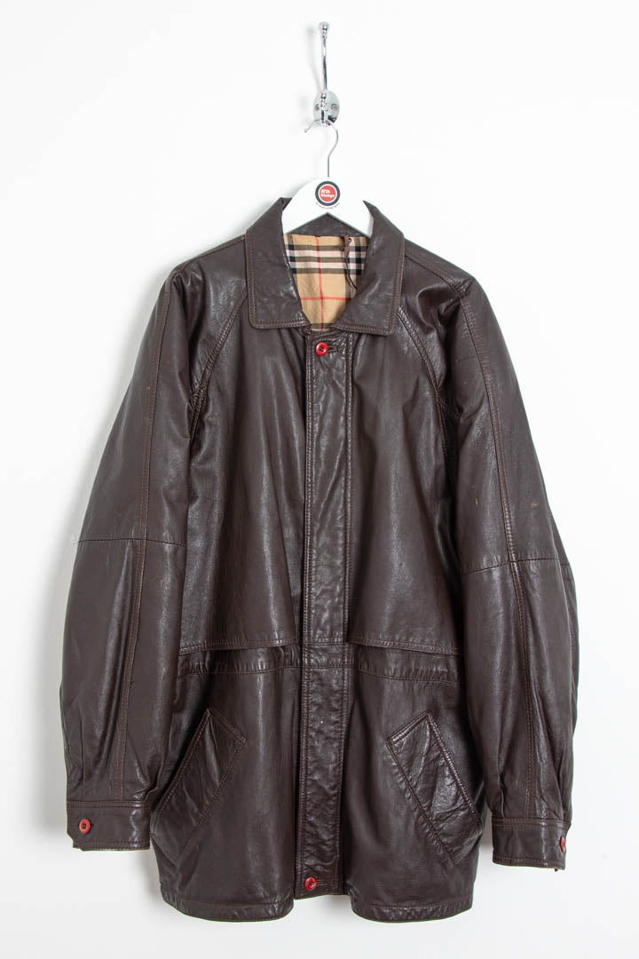 Image of Burberry Leather Field Jacket (XL)