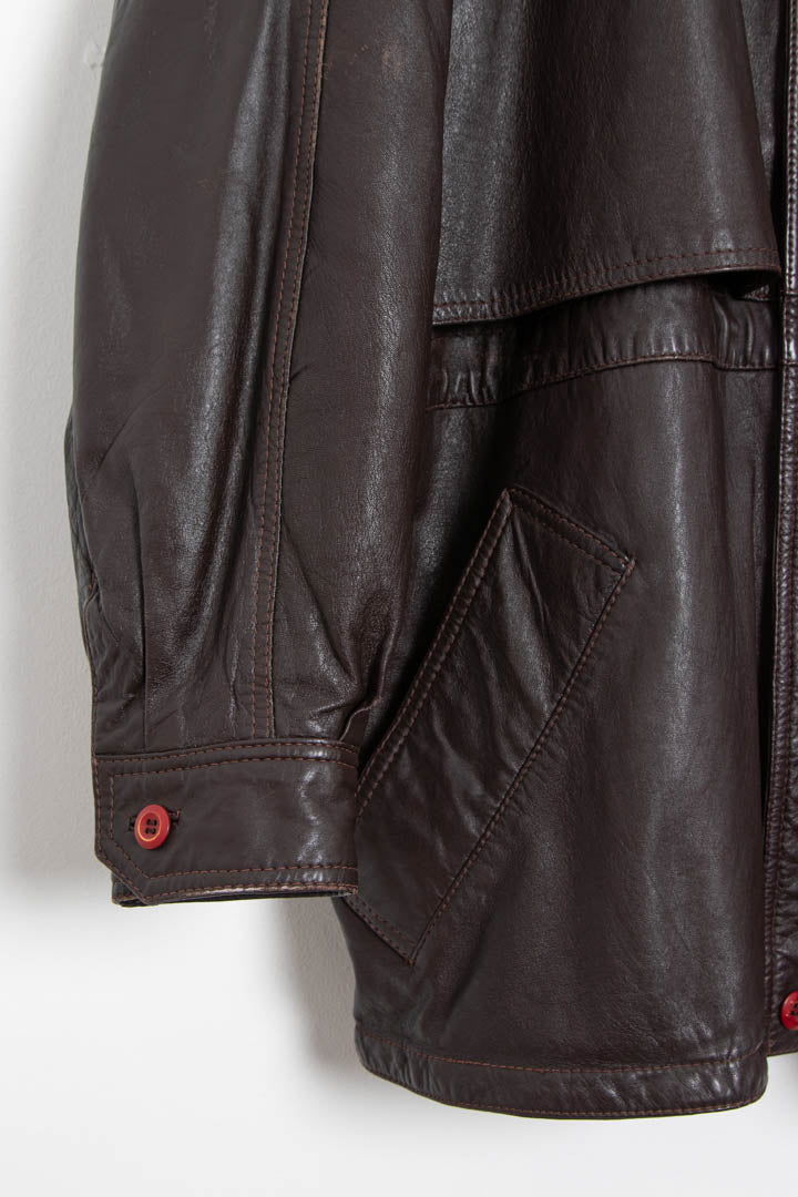 Image of Burberry Leather Field Jacket (XL)