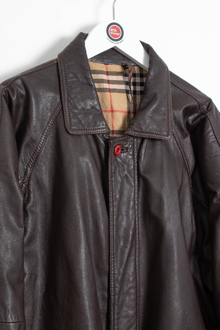 Image of Burberry Leather Field Jacket (XL)