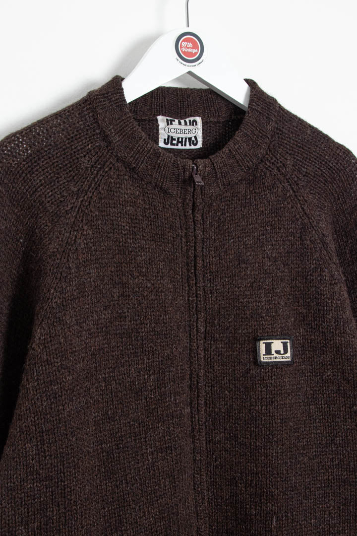Image of Iceberg Zip Through Wool Jumper (L)