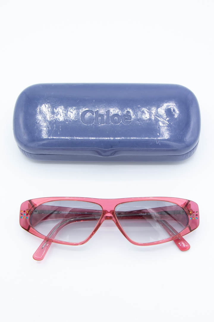 Image of Women's Chloé Rectangular Rhinestone Sunglasses 83S