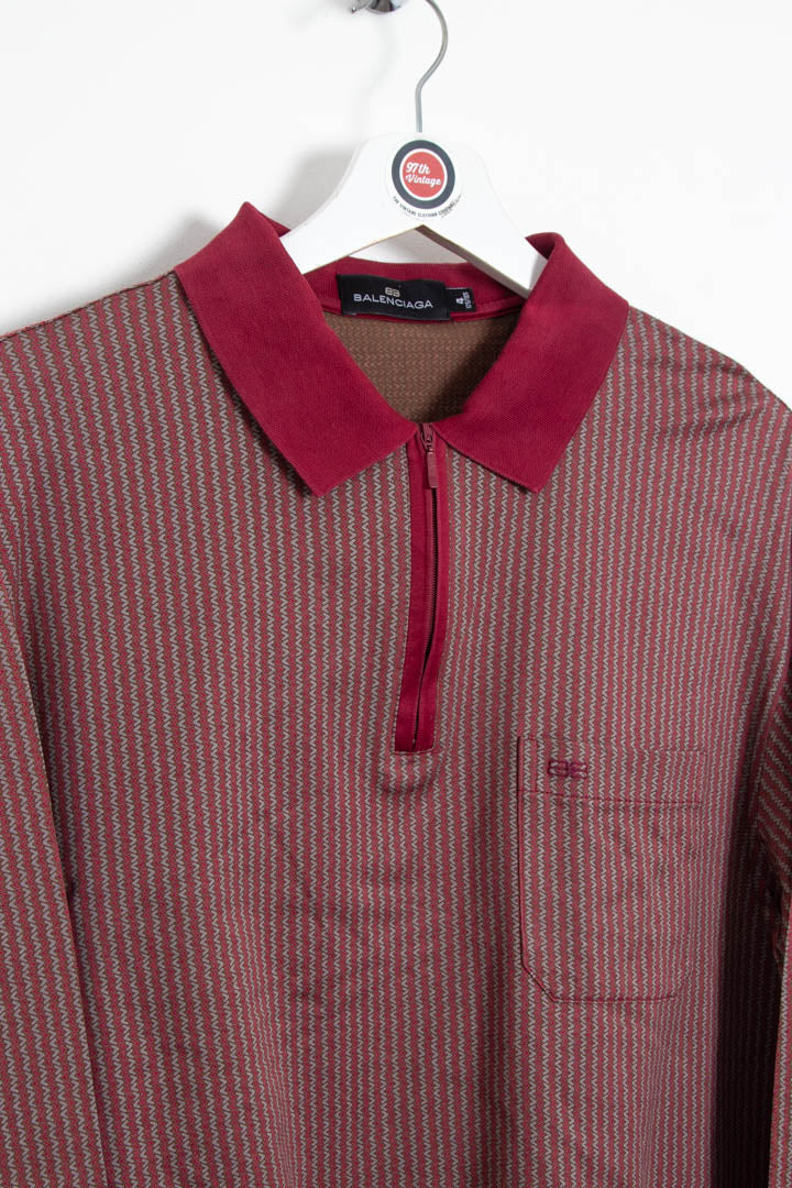 Image of Balenciaga 1/4 Zip Long Sleeve Polo Shirt (M)