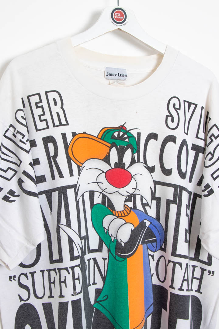 Image of 1993 Sylvester Looney Tunes Full Graphic Single Stitch T-Shirt (XL)