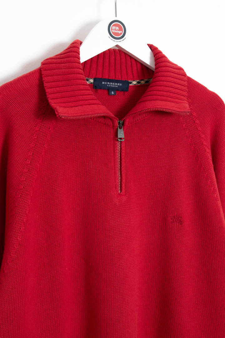 Image of Burberry 1/4 Zip Knitted Jumper (XL)