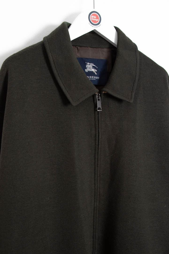 Image of Burberry Zip Up Wool Jumper (XXL)