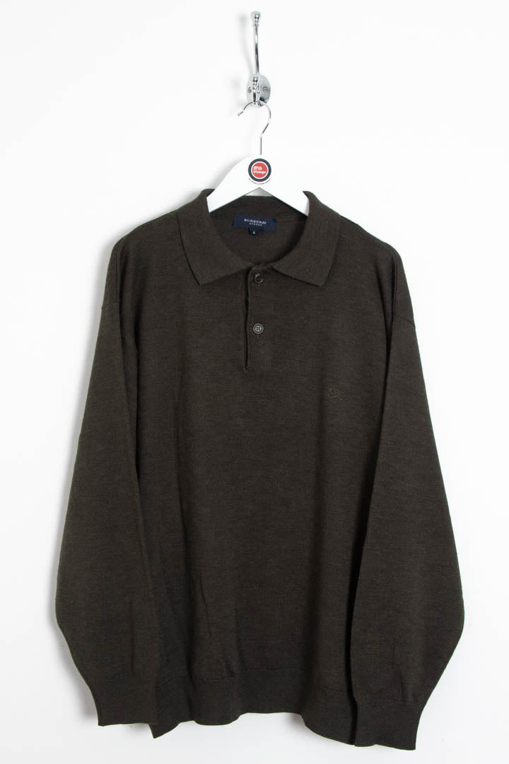 Image of Burberry Knitted Polo Jumper (L)