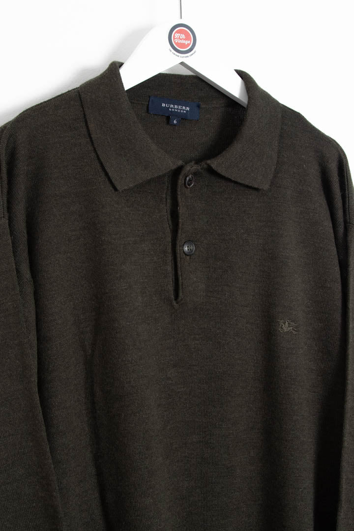 Image of Burberry Knitted Polo Jumper (L)