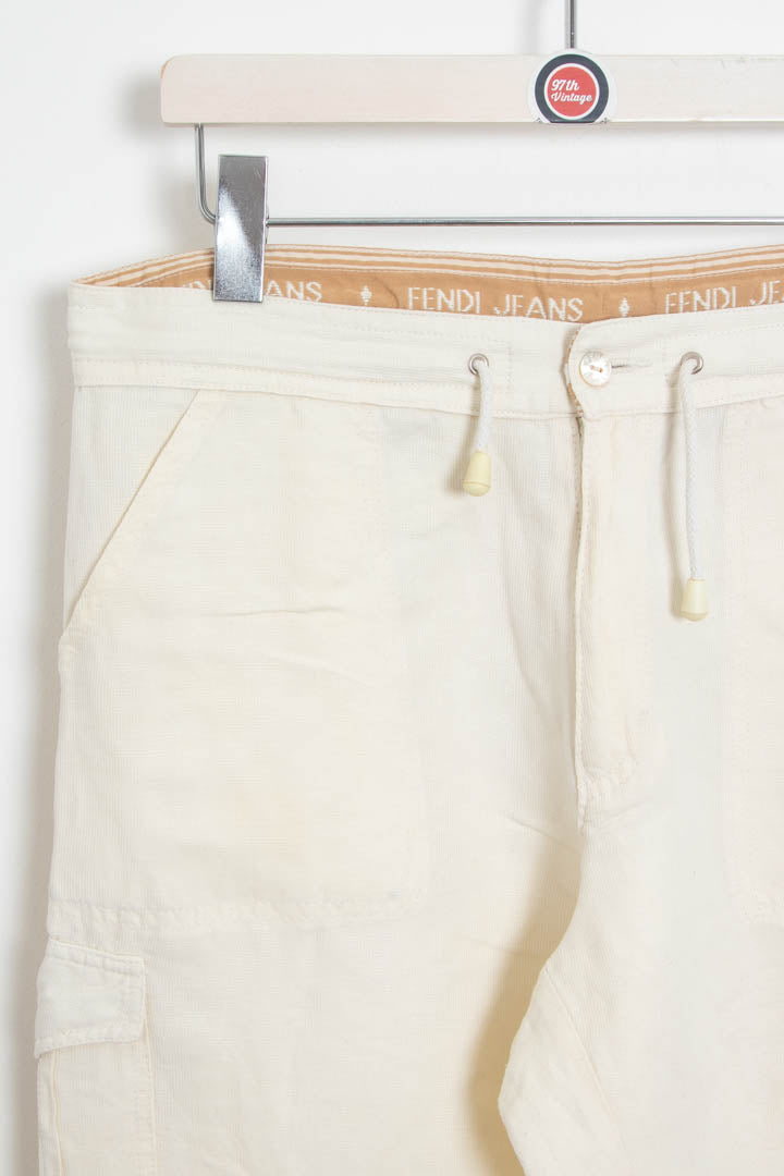 Image of Women's Fendi Cargo Capri Linen Trousers (UK 14)