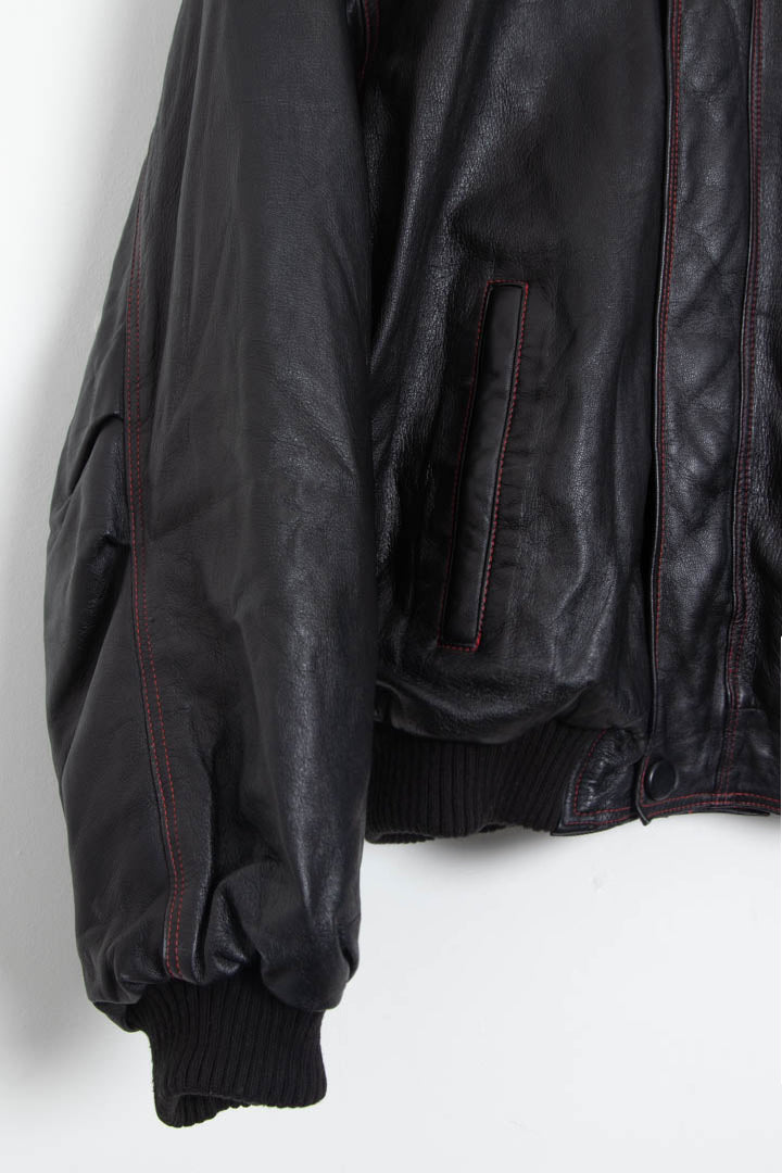 Italian Leather Bomber Jacket (XL) – 97th Vintage