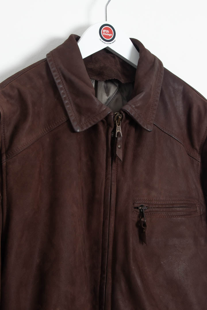 Image of Italian Leather Harrington Quilted Jacket (S)