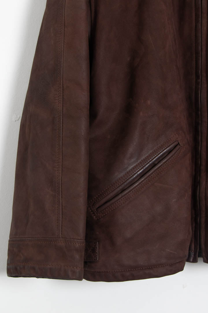 Image of Italian Leather Harrington Quilted Jacket (S)