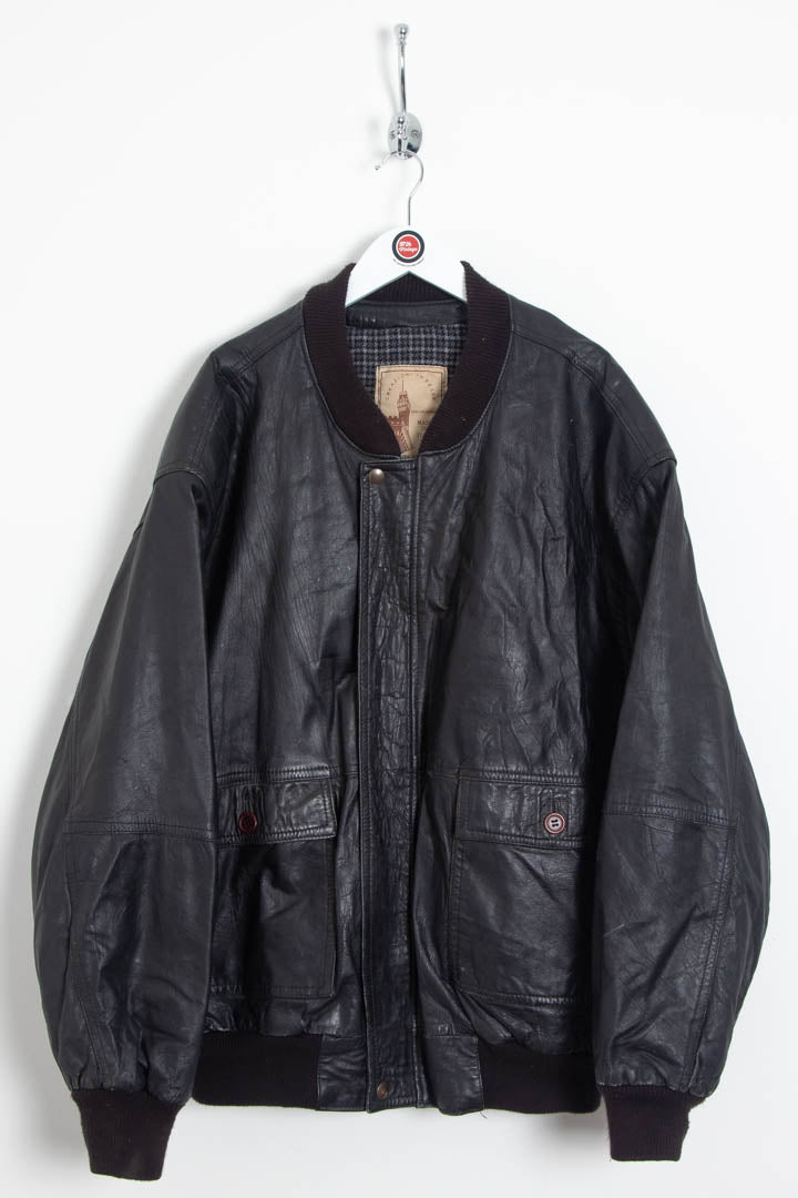 Image of Italian Leather Bomber Jacket (XL)