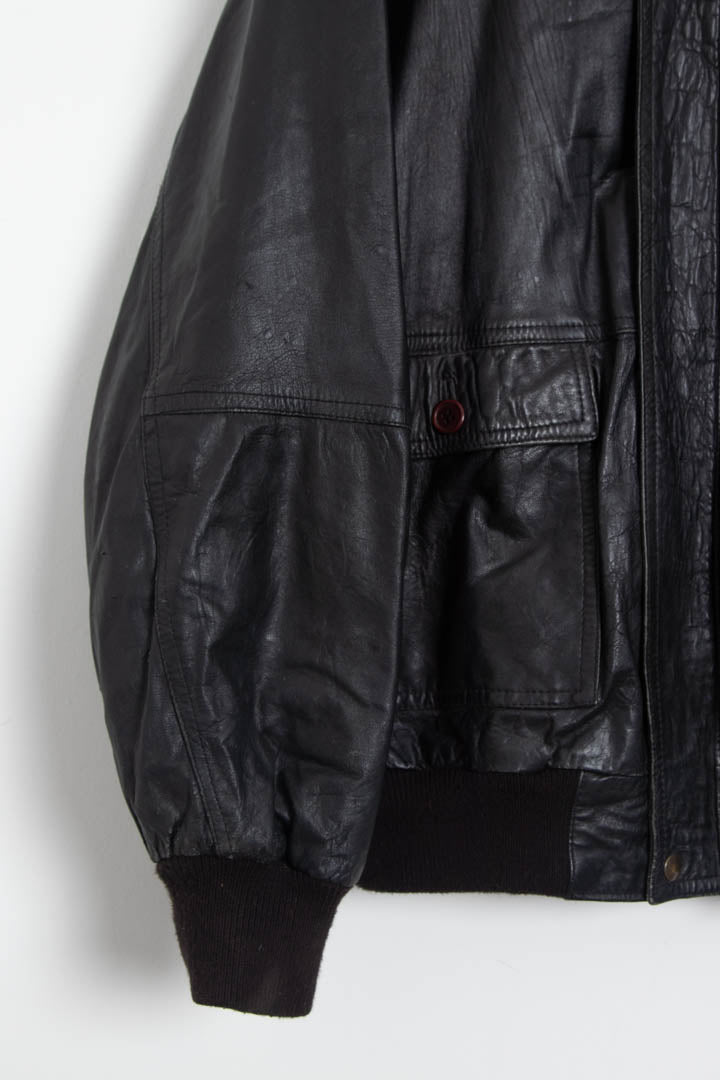 Image of Italian Leather Bomber Jacket (XL)