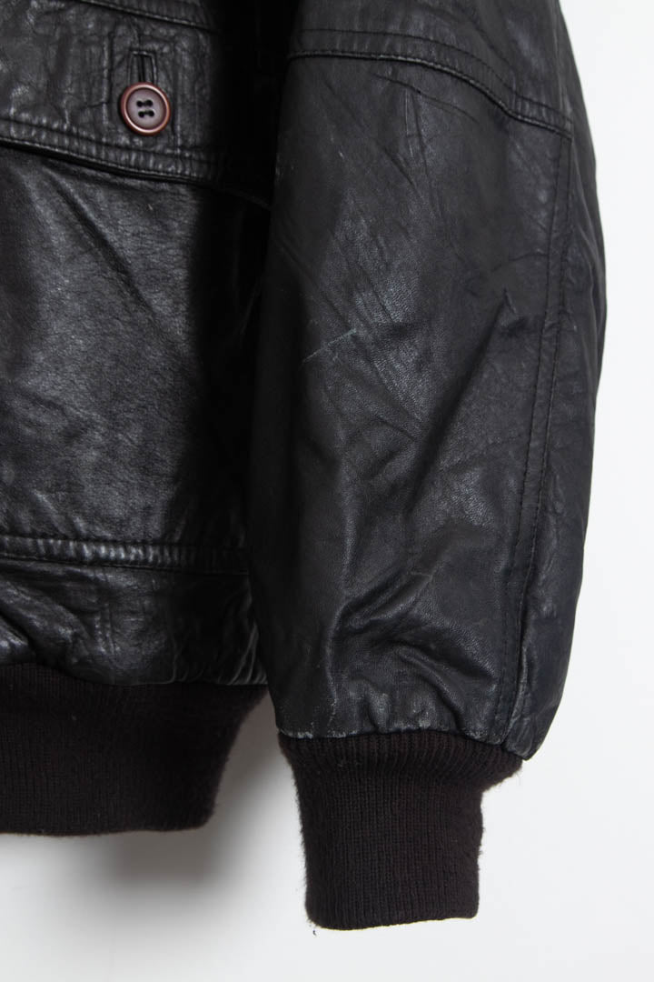 Image of Italian Leather Bomber Jacket (XL)