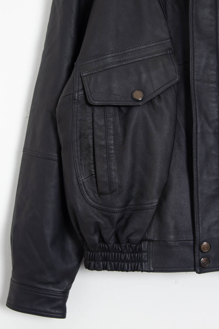 Image of Italian Leather Bomber Jacket (M)