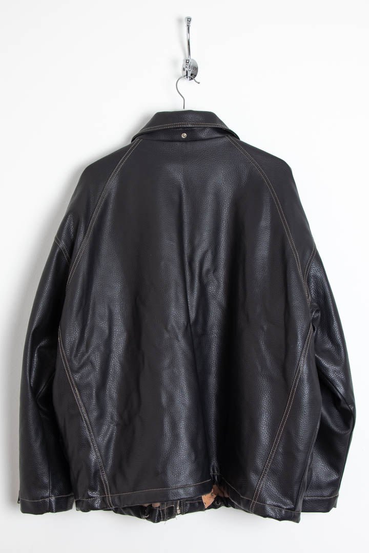 Image of Fireman Buckle Leather Bomber Jacket (XXL)