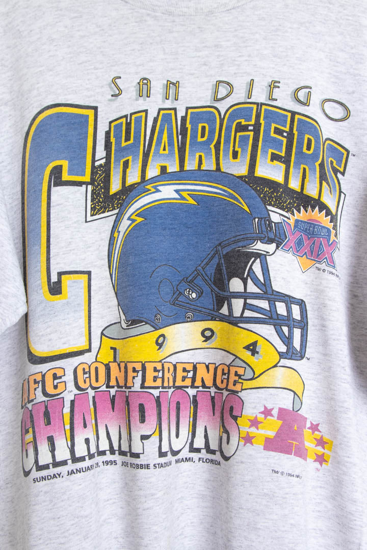 Image of 1995 San Diego Chargers Champions Single Stitch Graphic T-Shirt (XL)