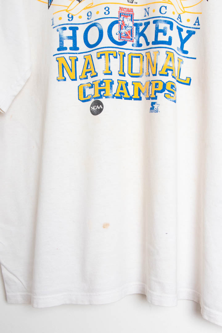 Image of 1993 Maine Black Bears Ice Hockey Champions Single Stitch Starter T-Shirt (L)