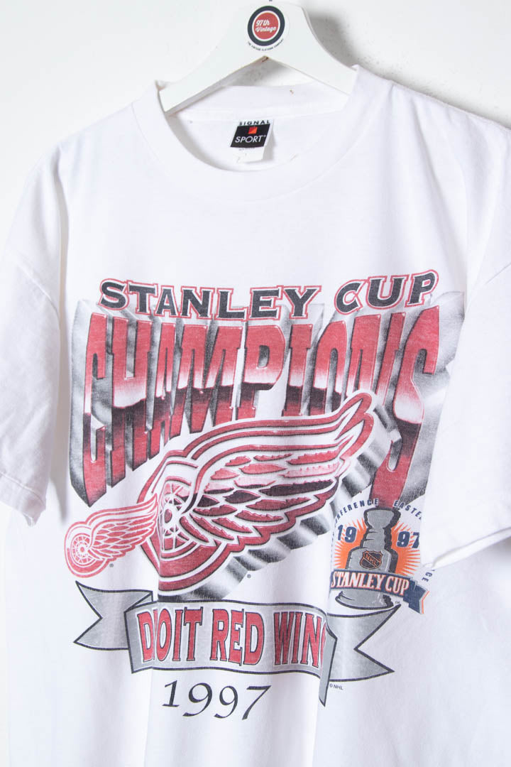 1997 Detroit Red Wings Stanley Cup Champions Single Stitch T-Shirt (M)