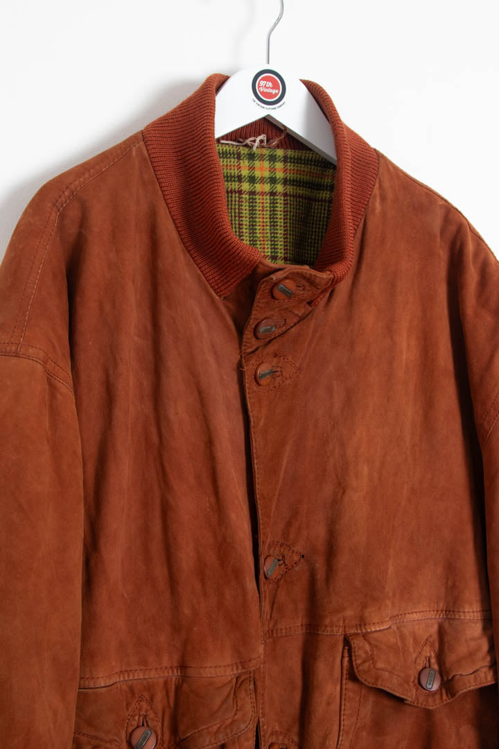 Image of Hugo Boss Suede Leather Bomber Jacket (M)