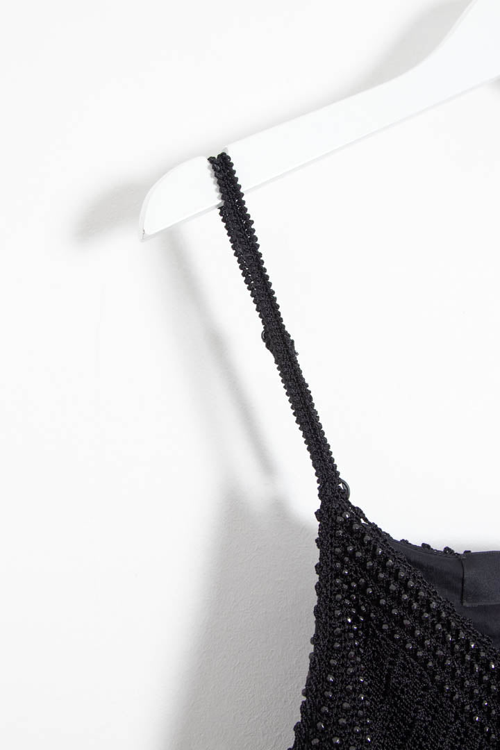 Image of Women's Gucci Tom Ford Era Beaded Chevron Crochet-Knit Slip Maxi Dress (UK 10)