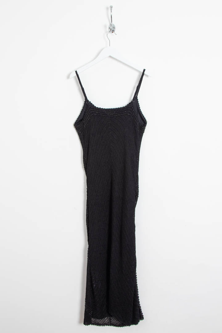 Image of Women's Gucci Tom Ford Era Beaded Chevron Crochet-Knit Slip Maxi Dress (UK 10)