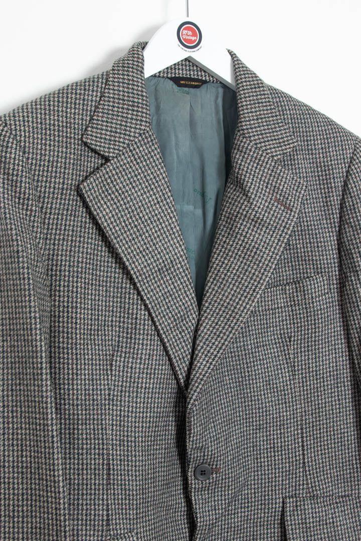 Image of Aquascutum Houndstooth Pattern Wool Blazer Jacket (S)
