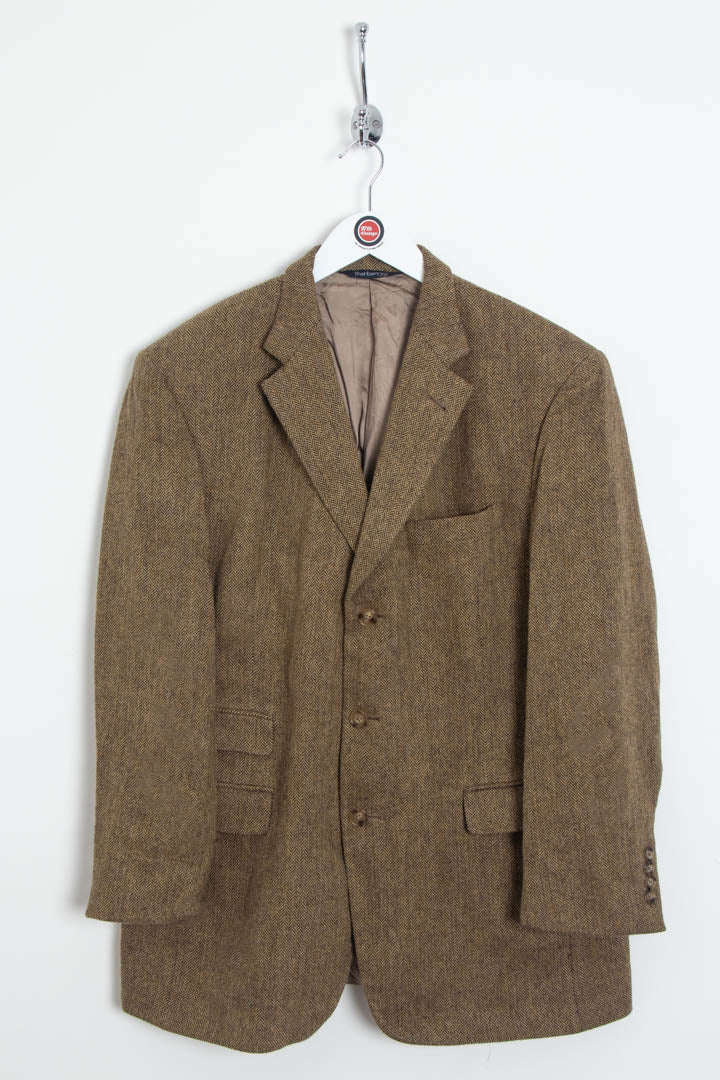 Image of Burberry Herringbone Wool Tweed Blazer Jacket (L)