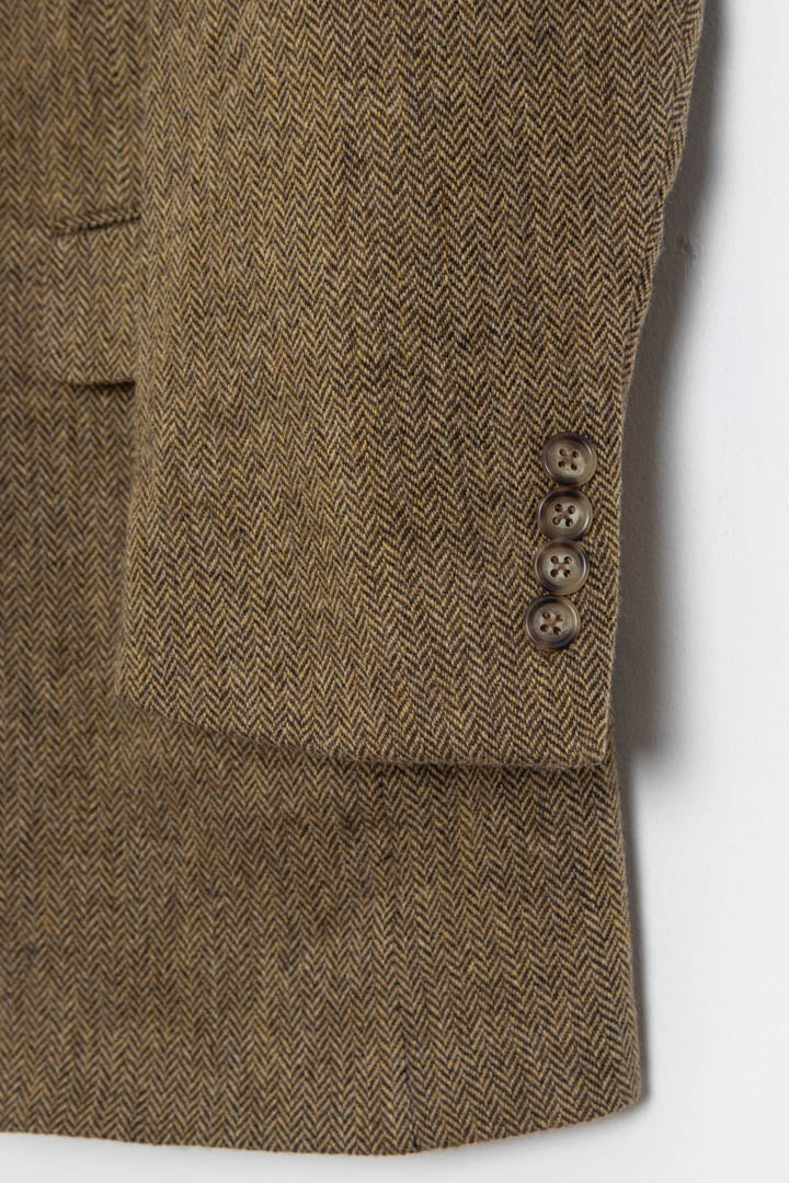 Image of Burberry Herringbone Wool Tweed Blazer Jacket (L)