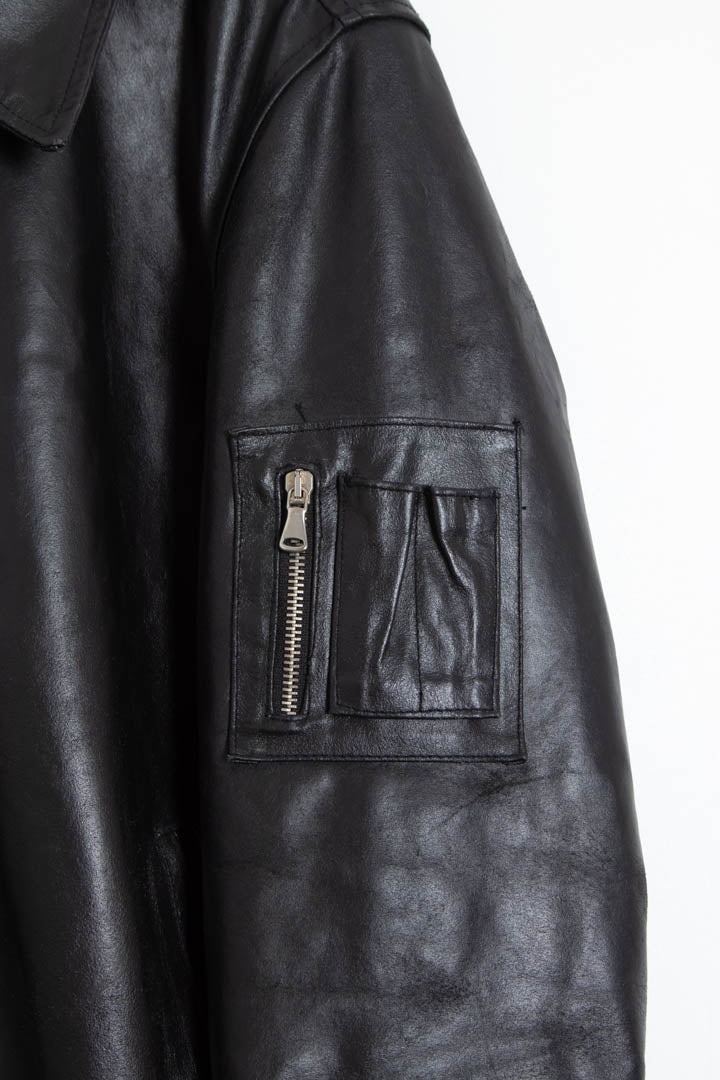Image of Italian Leather Harrington Jacket (S)