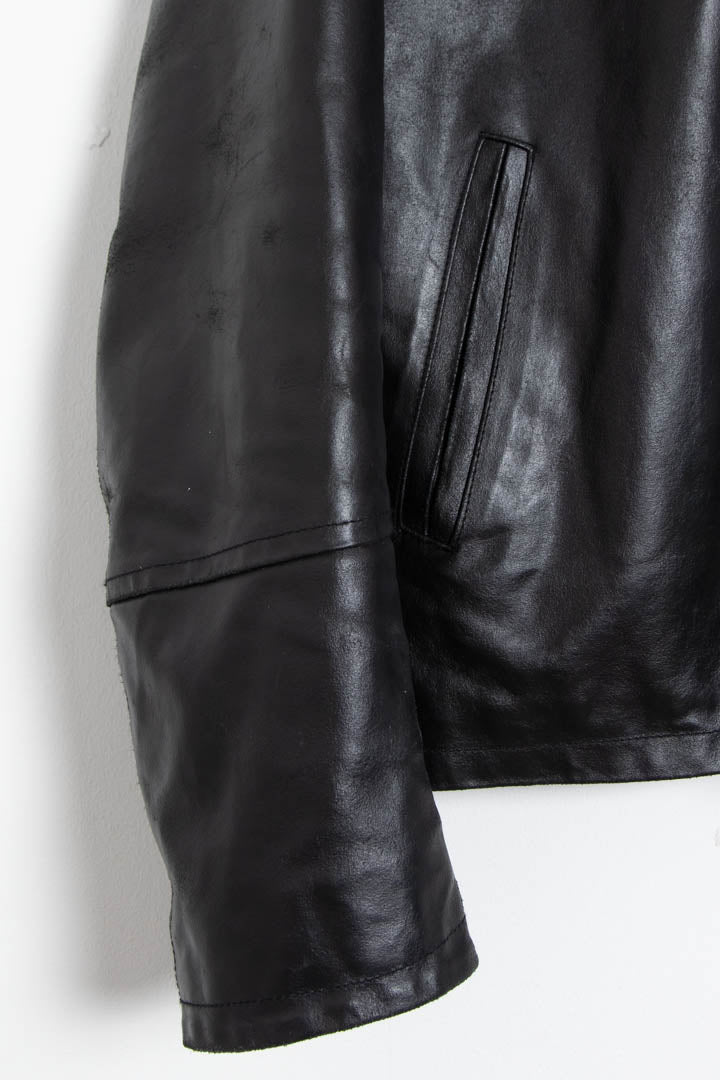 Image of Italian Leather Harrington Jacket (S)