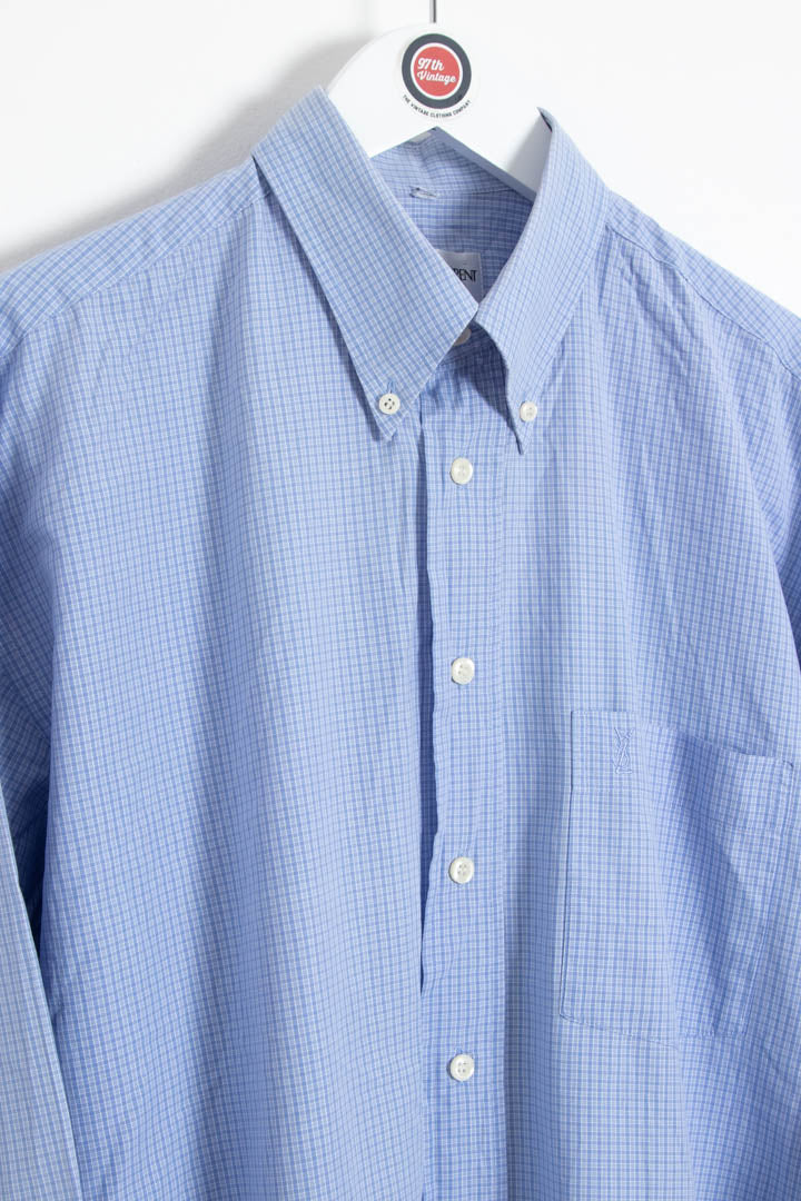 Image of YSL Windowpane Long Sleeve Shirt (L)