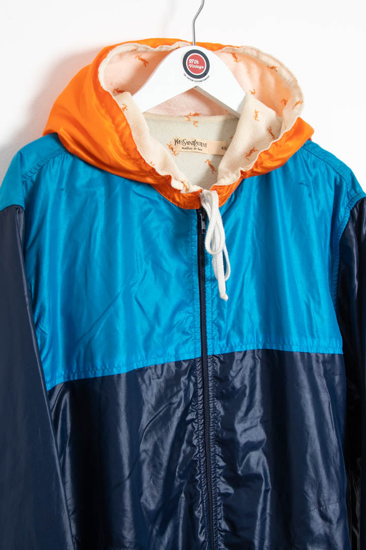 Image of 1970s Yves Saint Laurent Colourblock Hooded Windbreaker Jacket (M)