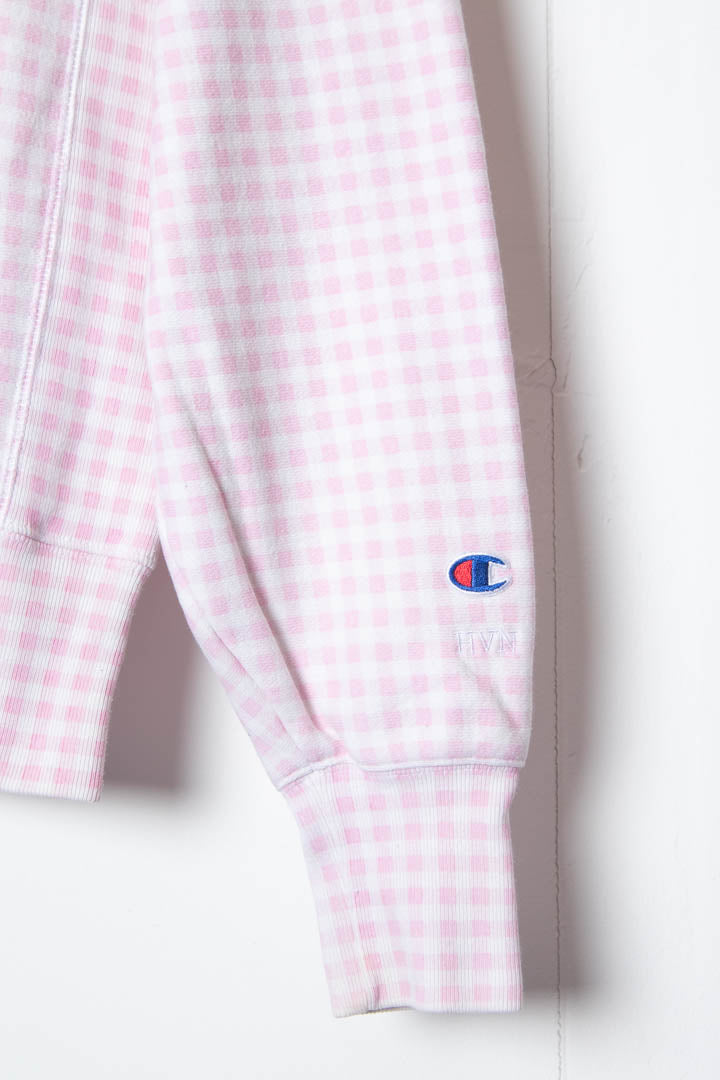 Champion Gingham Pattern Reverse Weave Sweatshirt (S)