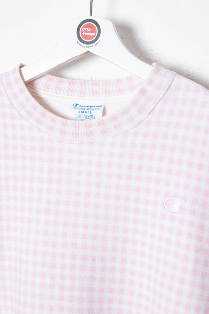 Champion Gingham Pattern Reverse Weave Sweatshirt (S)