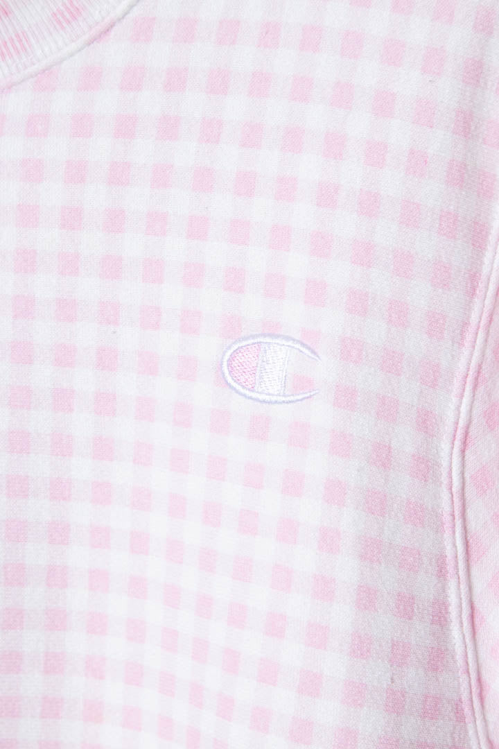 Champion Gingham Pattern Reverse Weave Sweatshirt (S)