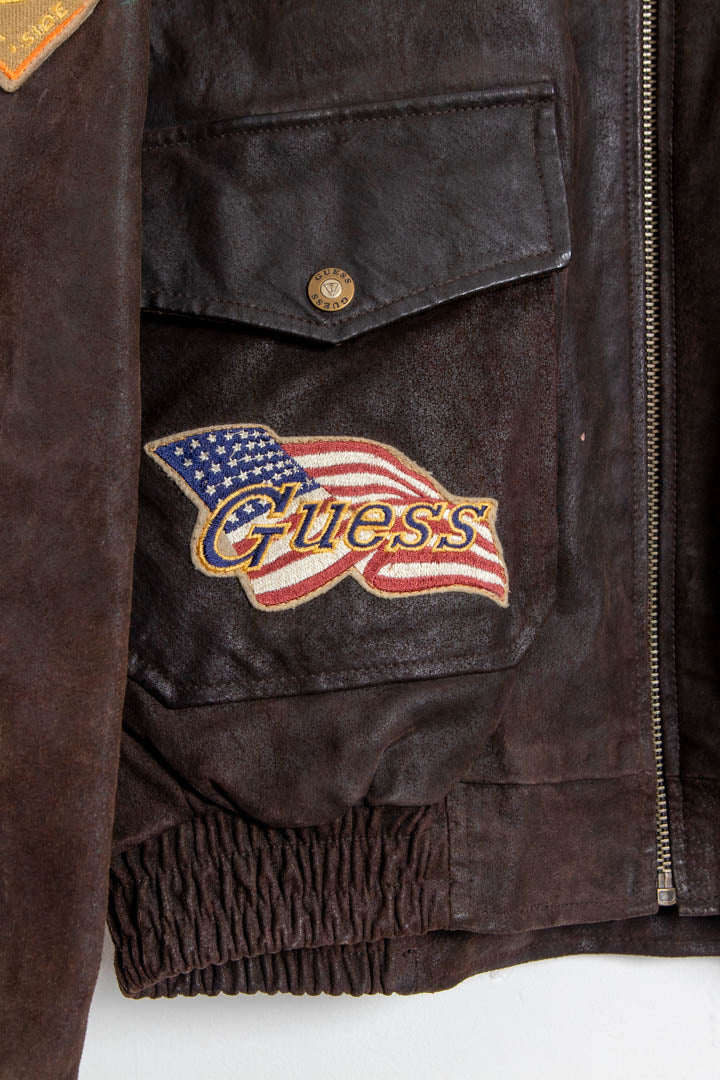Guess Leather Bomber Jacket (XL) – 97th Vintage