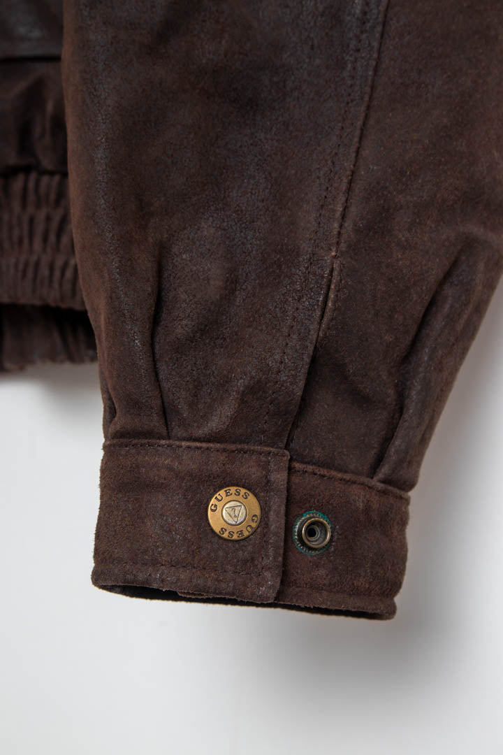 Image of Guess Leather Bomber Jacket (XL)