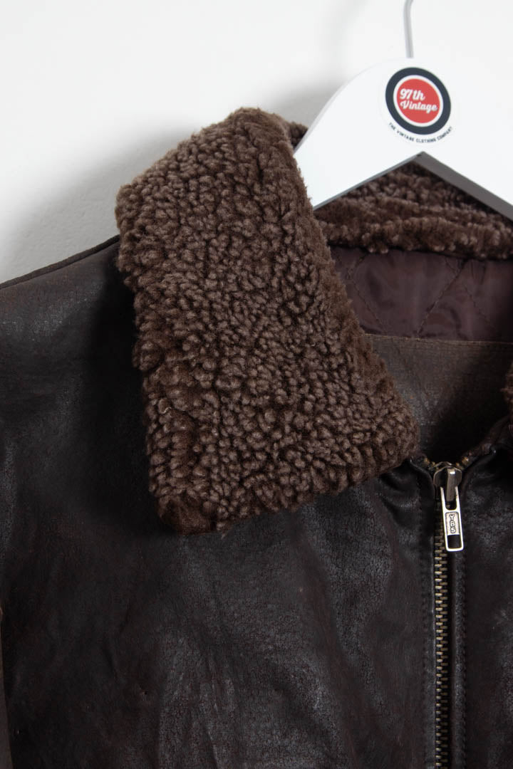 Image of Guess Leather Bomber Jacket (XL)