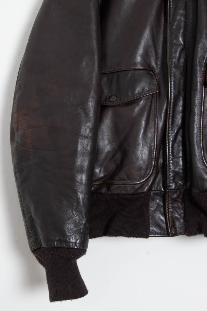 Schott NYC A-2 Style Leather Bomber Jacket (S) – 97th Vintage