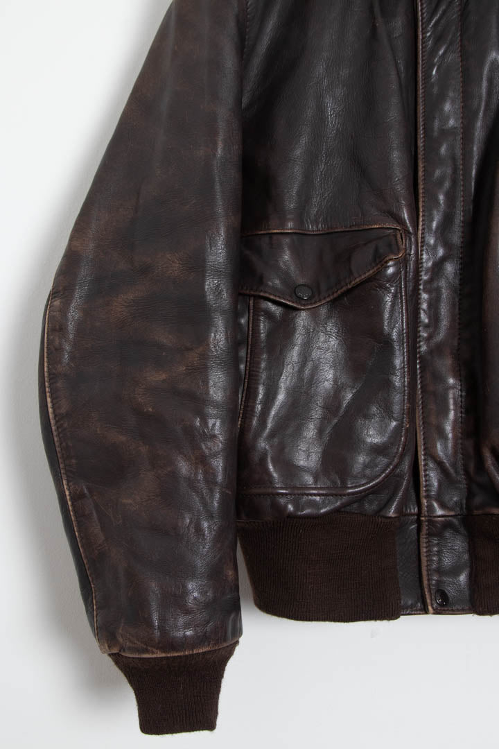 Image of Schott NYC A-2 Style Leather Bomber Jacket (M)
