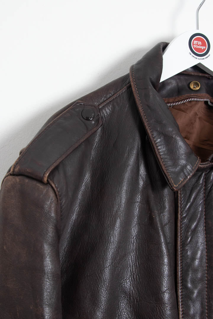 Image of Schott NYC A-2 Style Leather Bomber Jacket (M)