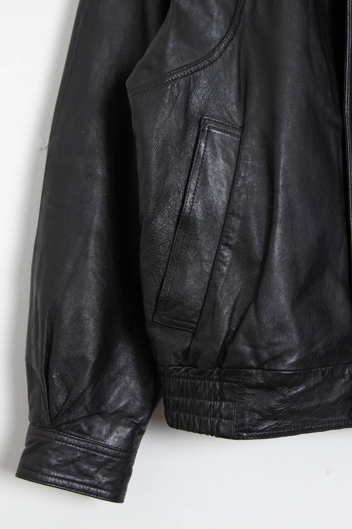 Image of Burberry Leather Bomber Jacket (M)